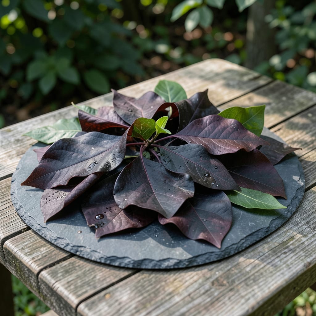 Visual representation of crape myrtle dark leaves
