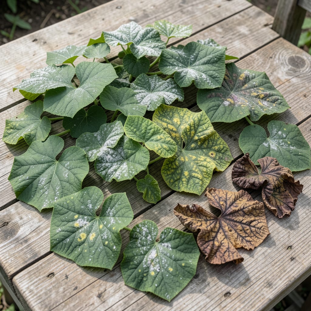 cucumber plant diseases pictures illustration with key details