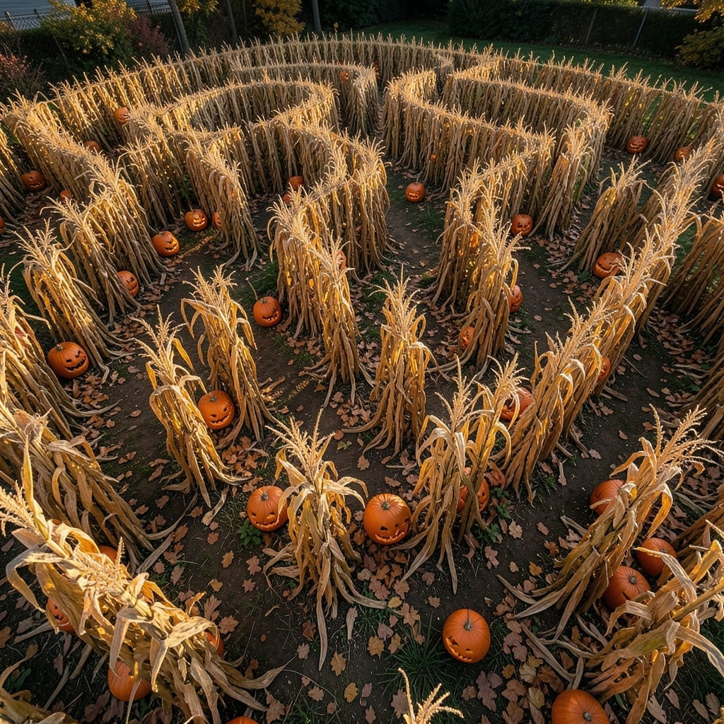 Pumpkin and Corn Stalk Labyrinth