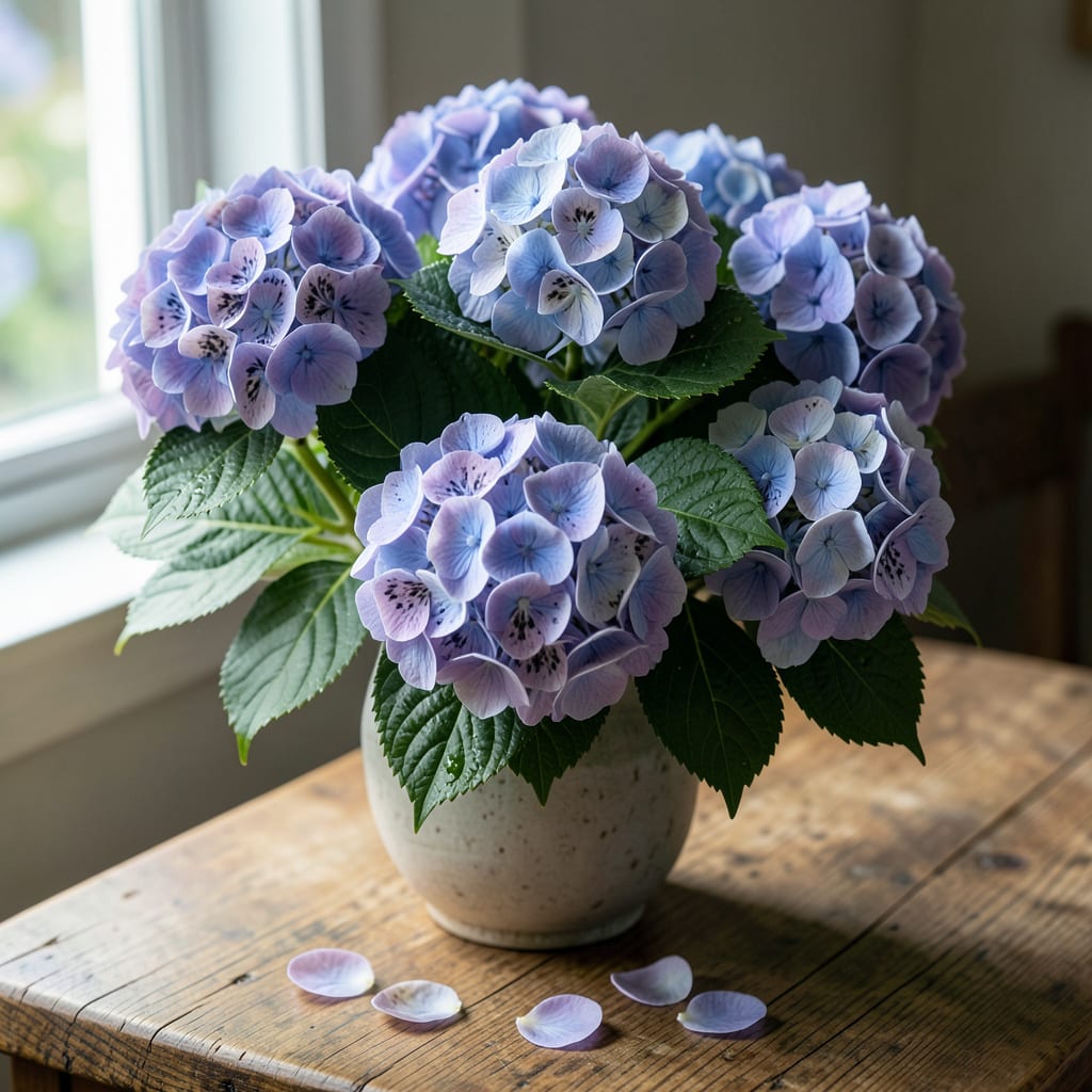 Visual representation of dark spots on hydrangeas