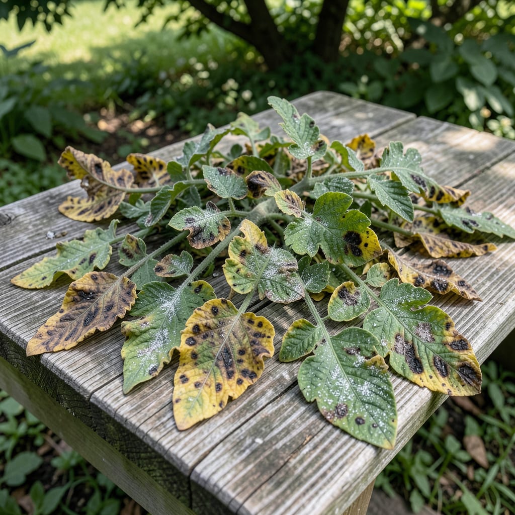 Comprehensive diseased tomato plant leaves visual reference