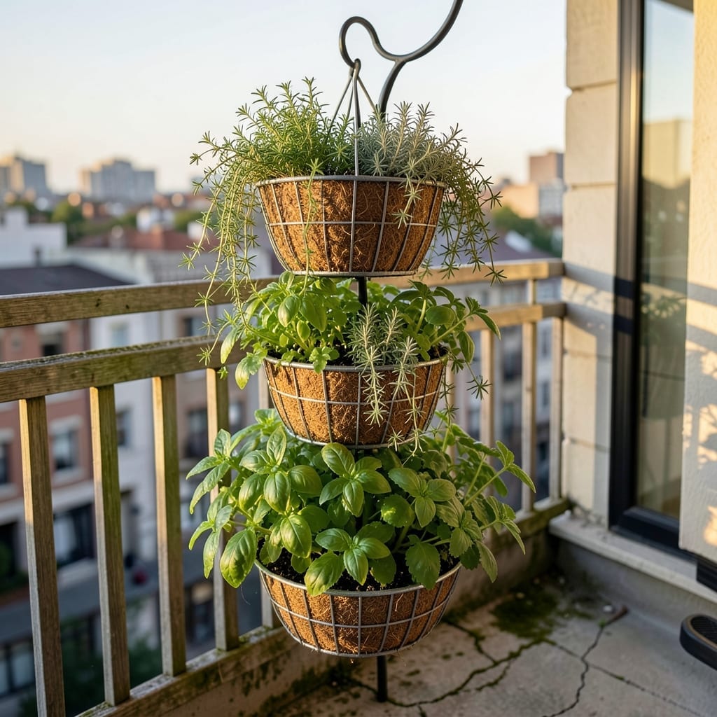 Hanging Basket Herb Spiral