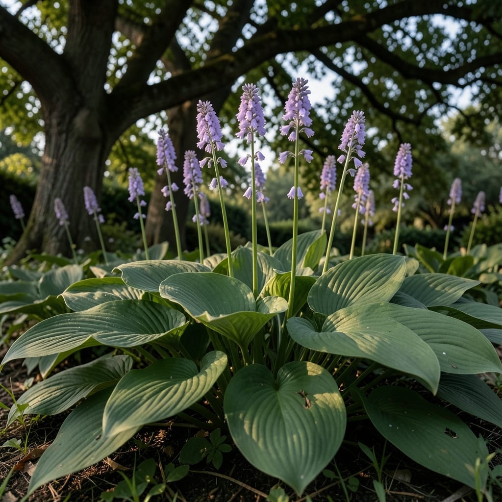 Hostas with Lavender Blooms