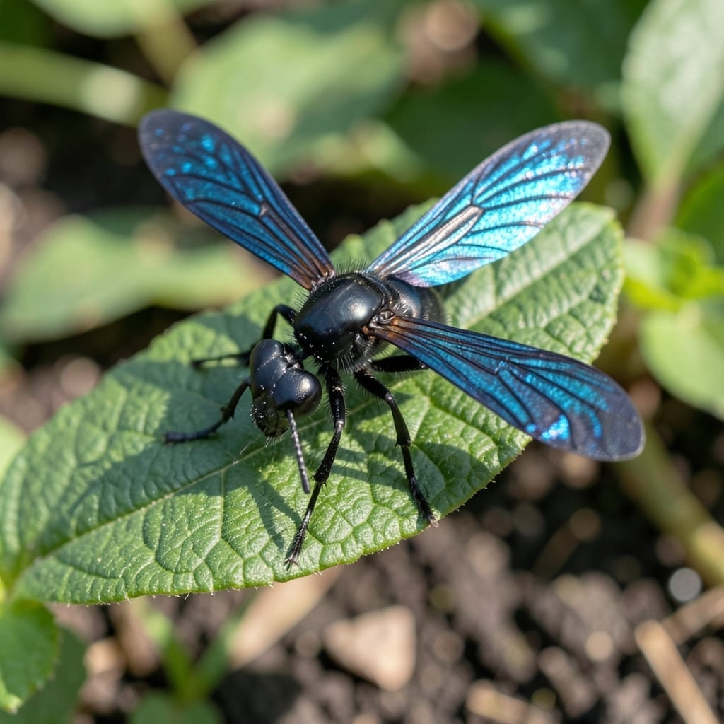 Large Black Wasp Blue Wings: Recognizing and Avoiding the Stinger Large Black Wasp Blue Wings: Recognizing and Avoiding the Stinger
