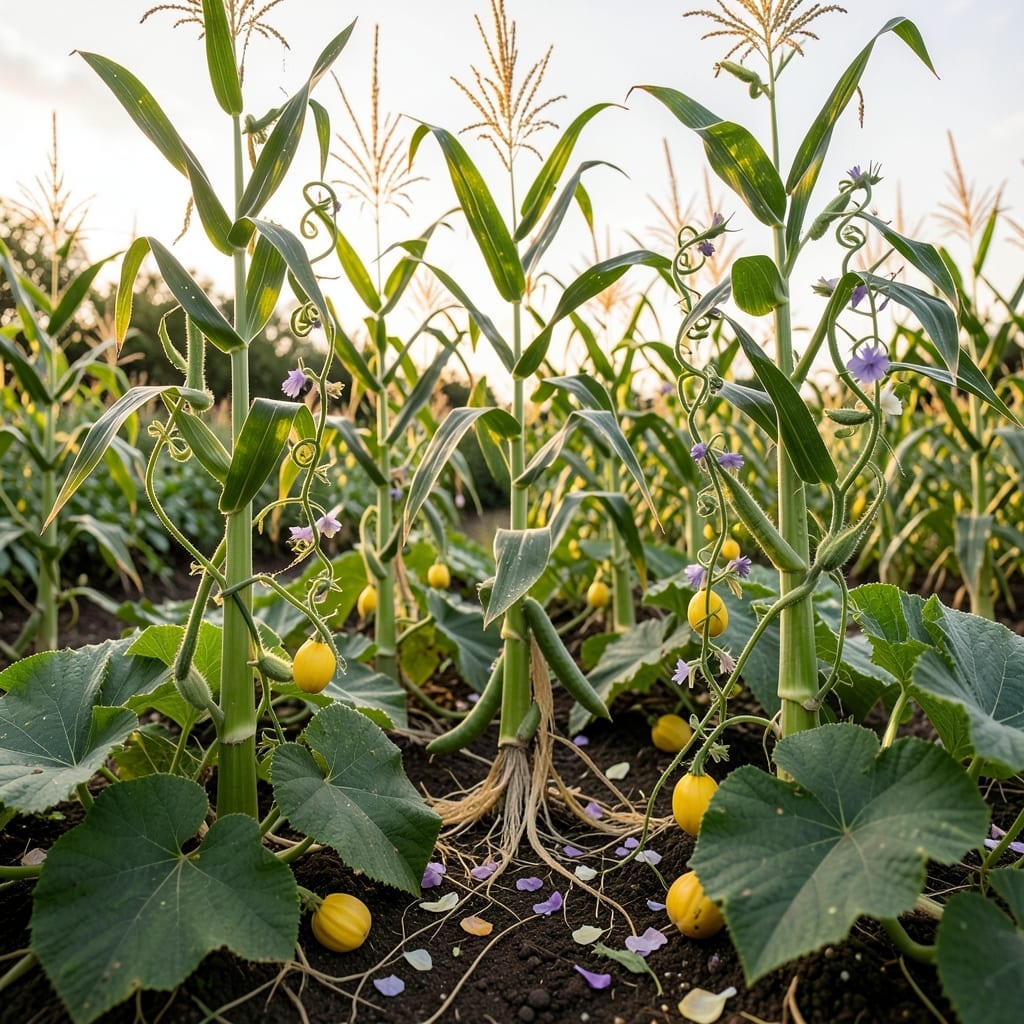 Corn with Pole Beans and Squash