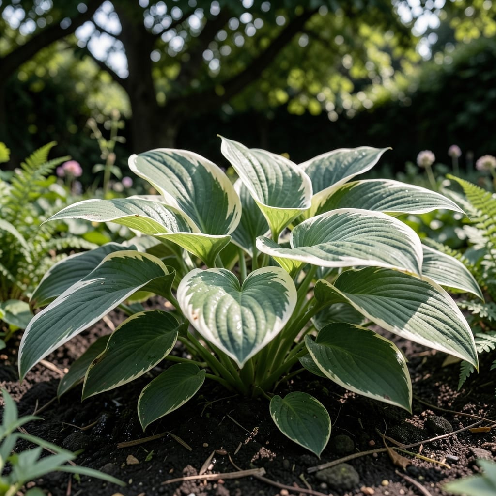 Hosta with Variegated Leaves