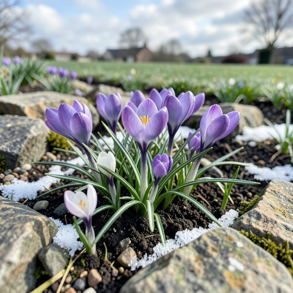 Crocus in Purple and White