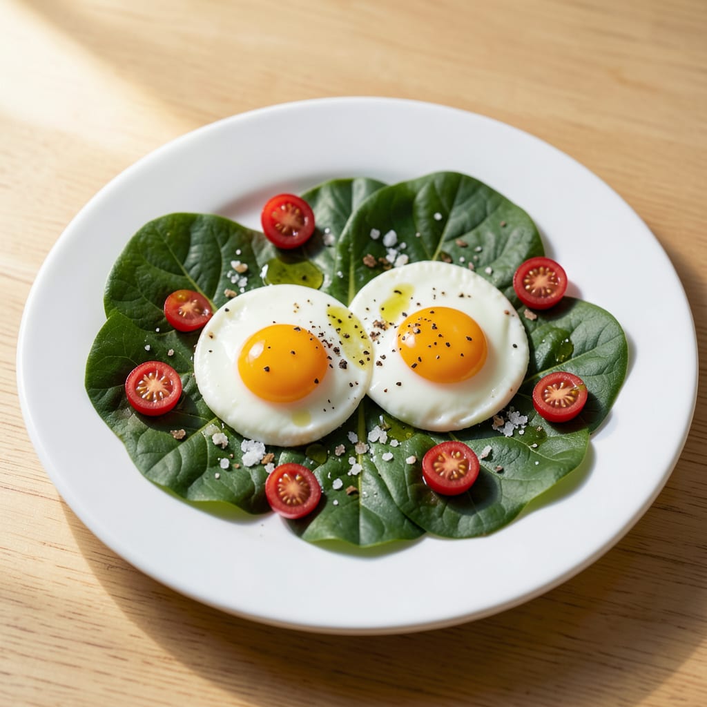 Eggs On Pumpkin Leaves Recipe: West African Breakfast Delight illustration with key details