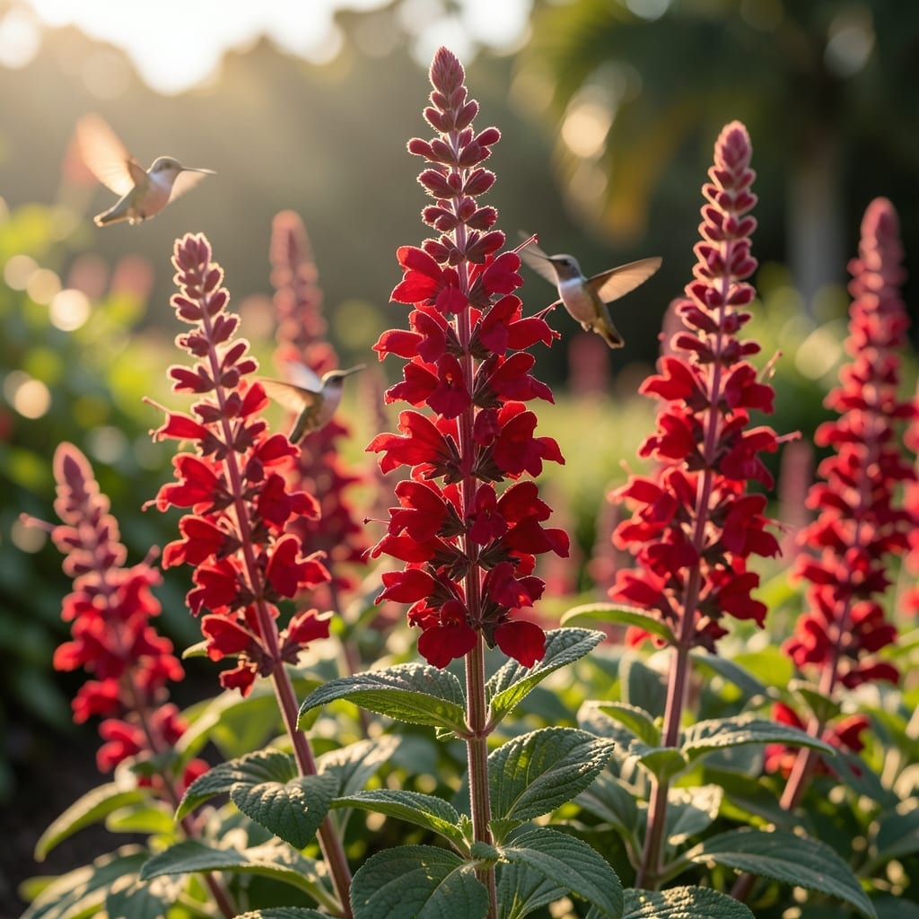 Salvia with Scarlet Blooms