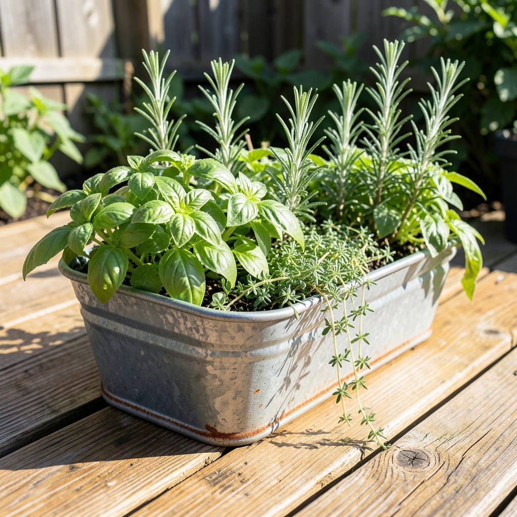 Rustic Galvanized Herb Garden