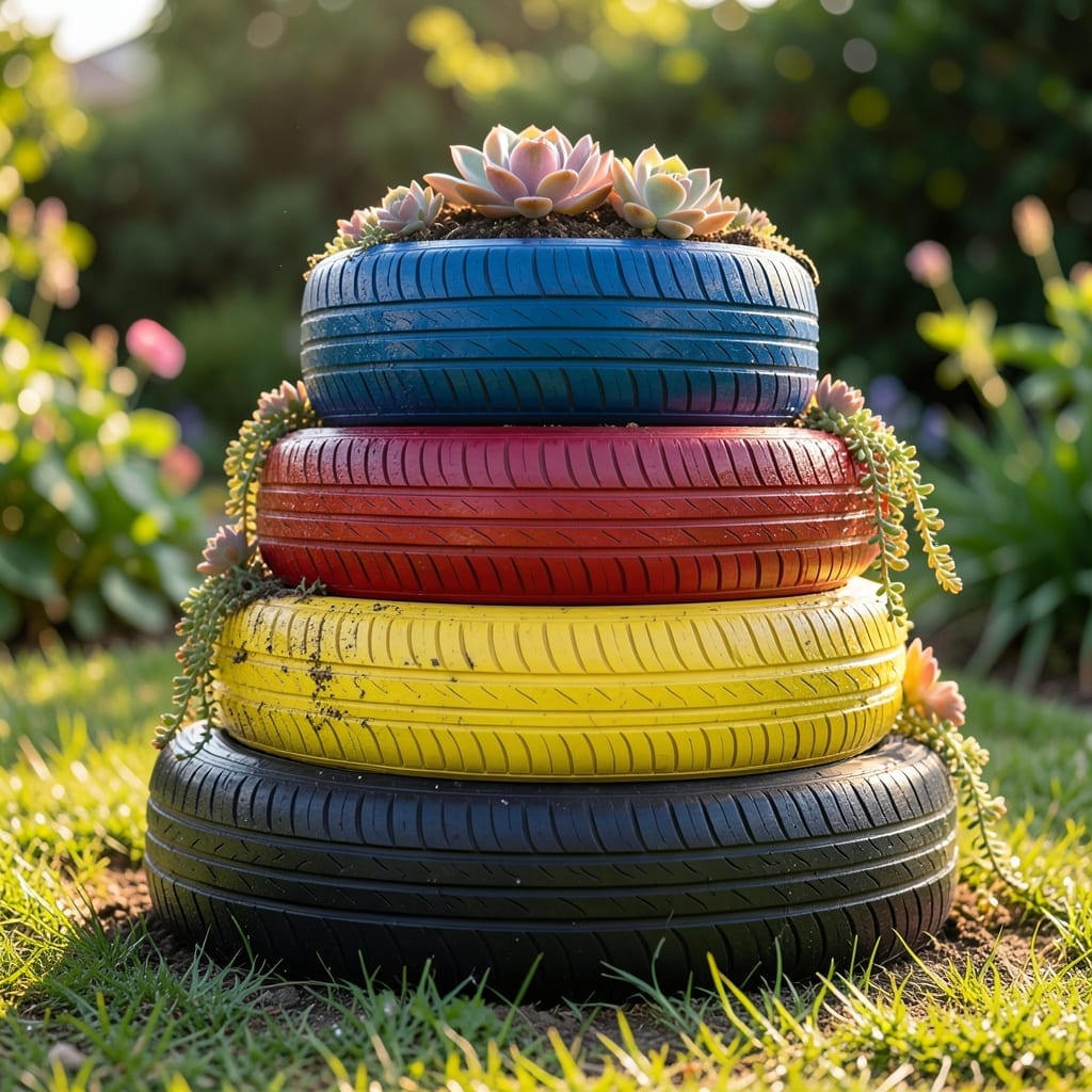 Upcycled Tire Planters
