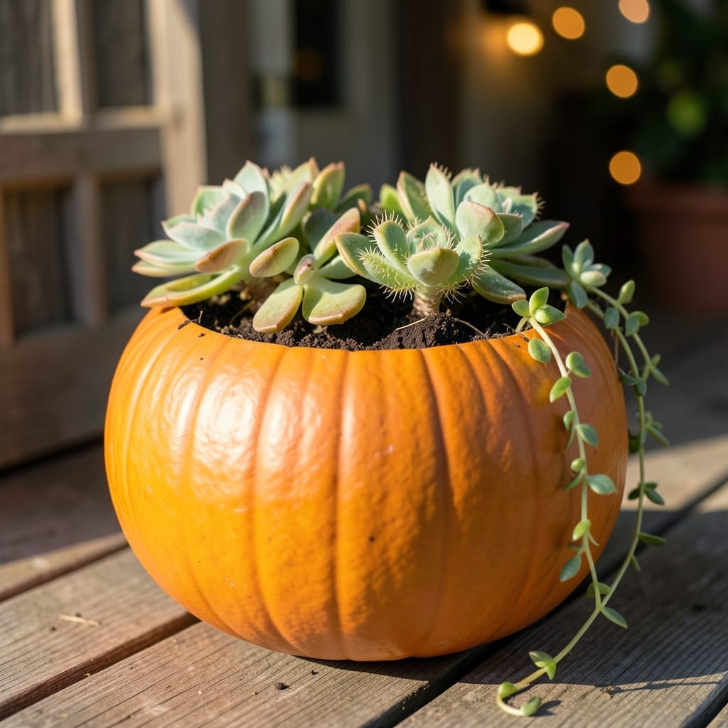 Pumpkin Succulent Garden Centerpiece