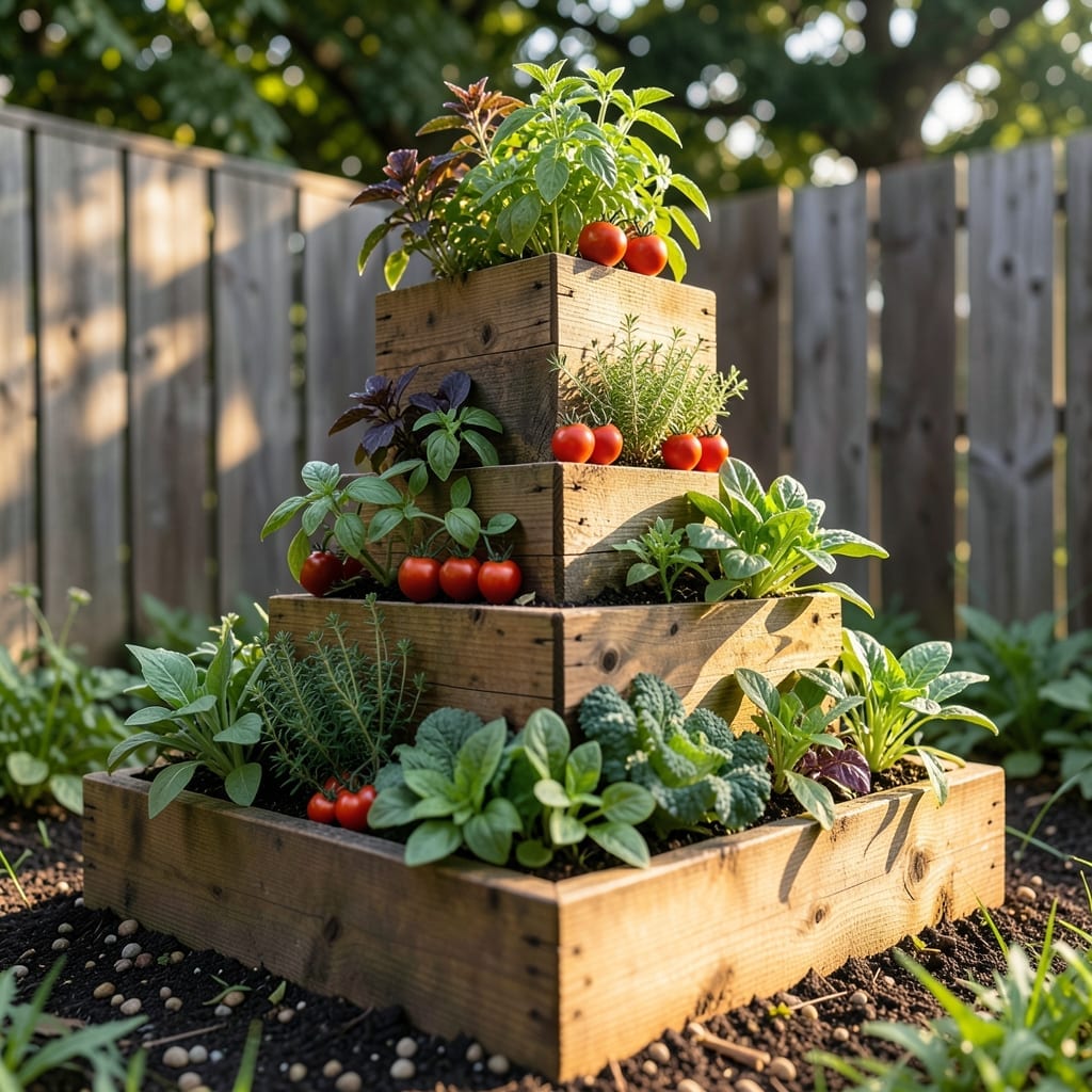 Tiered Herb and Vegetable Pyramid