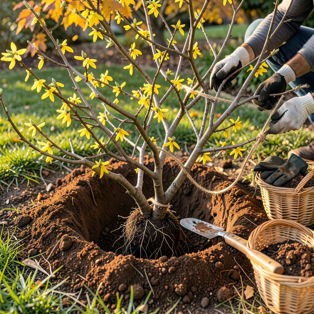 Forsythia Transplanting: The Foolproof Guide to Vibrant Blooms Next Season illustration with key details