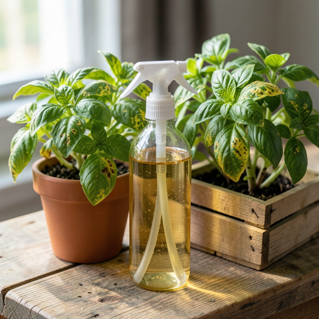 Fungicide for Downy Mildew on Basil: Organic Treatment for Healthy Leaves example with annotations