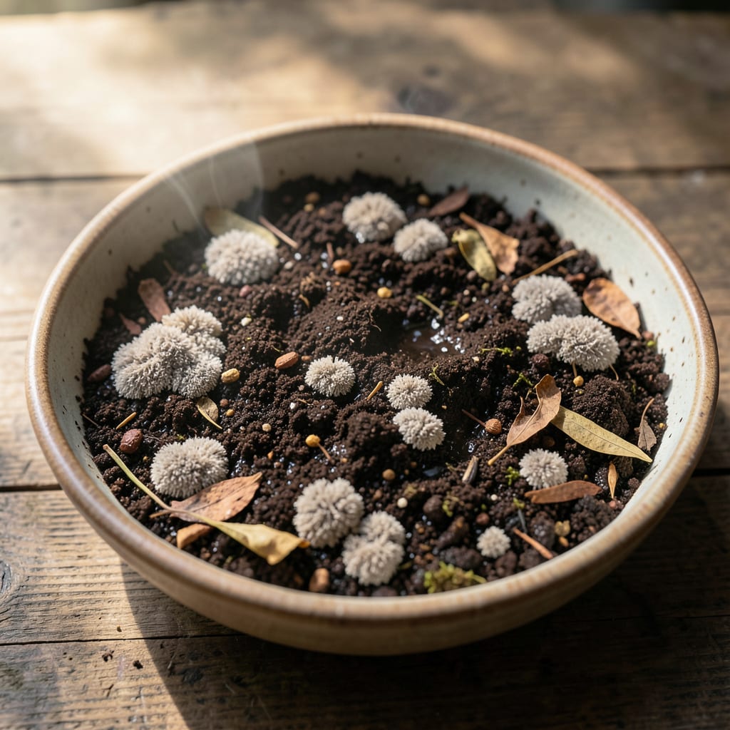 Fungus Spores in Soil: Prevention and Natural Removal Methods example with annotations