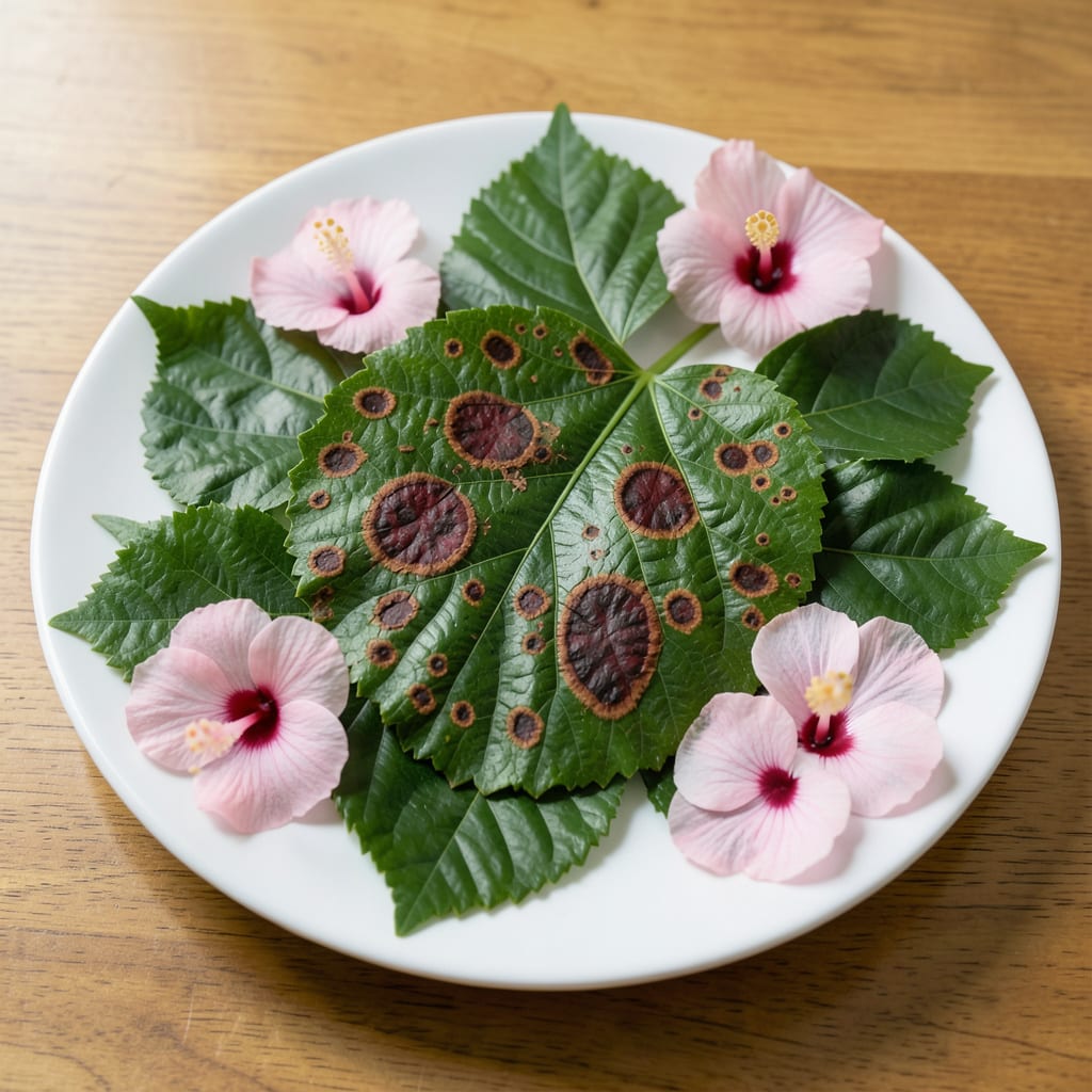 Hibiscus Leaf Spot Disease: Early Detection and Organic Treatment illustration with key details