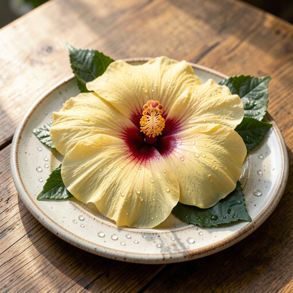 Complete Hibiscus Yellow With Red Center: Vibrant Garden Showstopper With Striking Contrast overview image