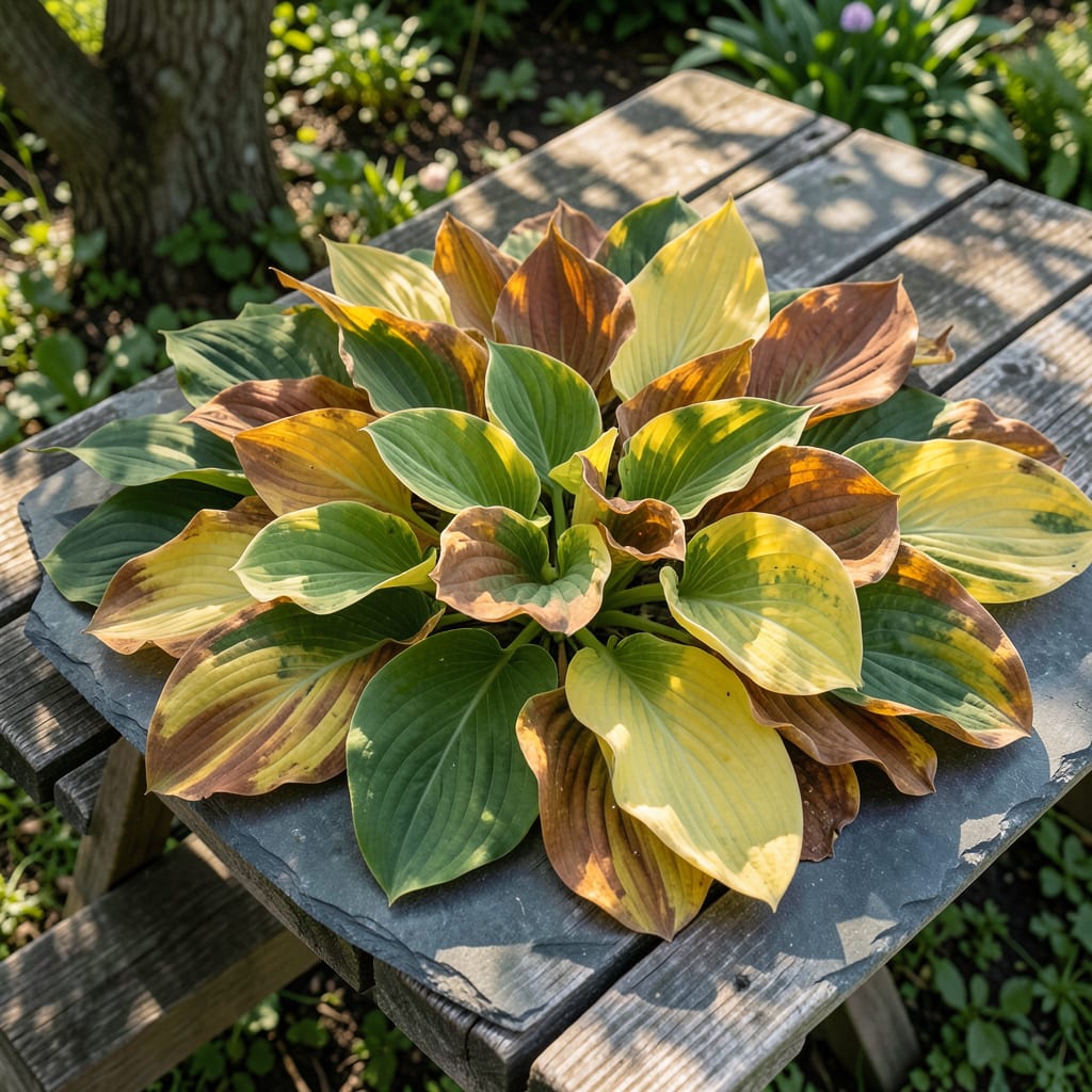 Visual representation of Hosta Leaves Turning Yellow and Brown: Soil Testing for Targeted Solutions