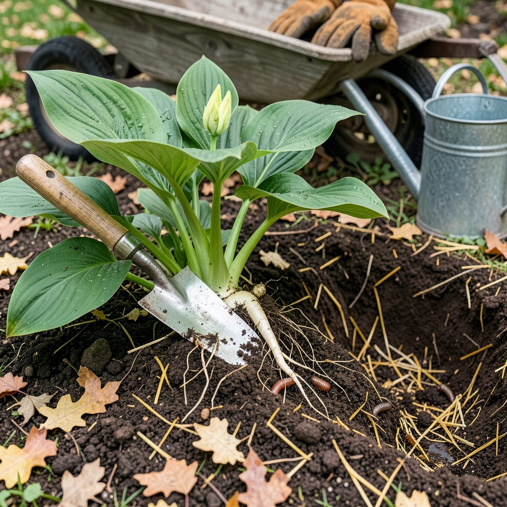Hostas Transplanting in Spring: Foolproof Steps for Thriving Plants illustration with key details