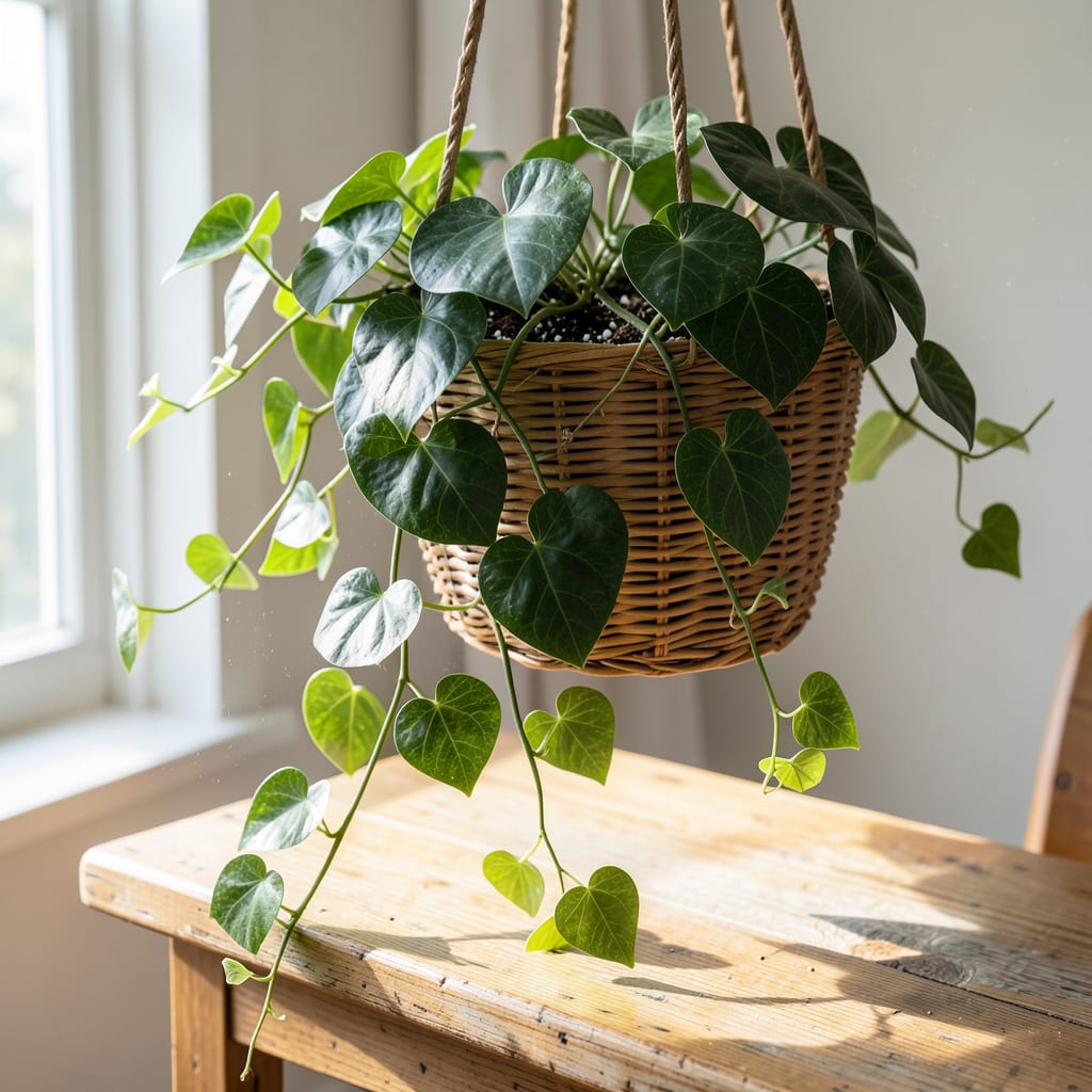 Comprehensive houseplant vine with heart shaped leaves visual reference