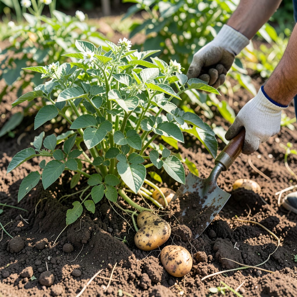 How Do You Know If Potatoes Are Ready to Harvest: Skin Set and Size Clues example with annotations
