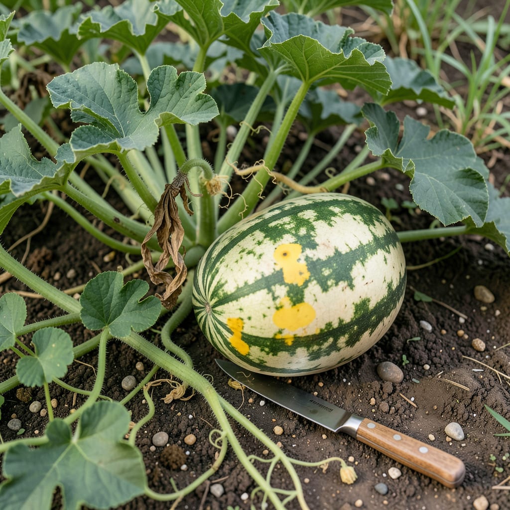 How Do You Know When Watermelon Is Ripe to Pick: Curly Tendon and Hollow Sound Tests example with annotations