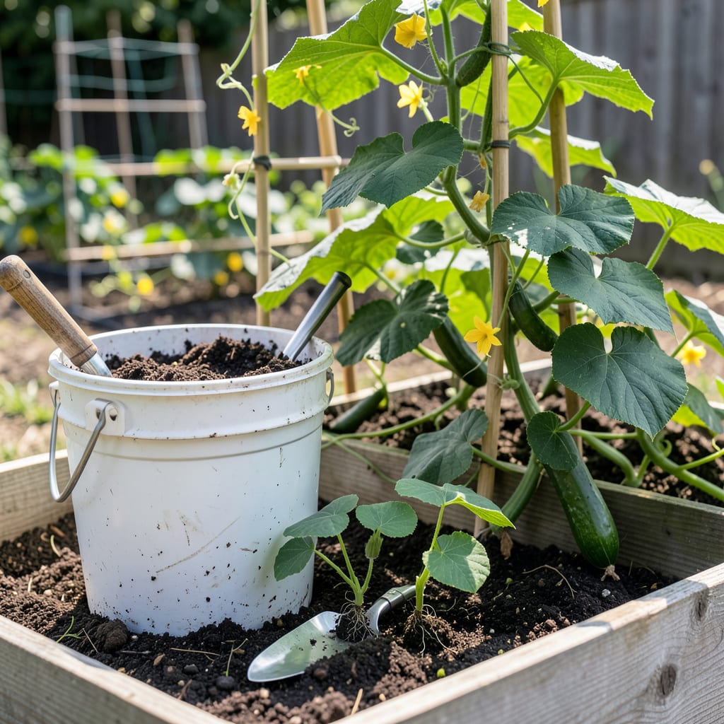 Visual representation of How Many Cucumber Plants per 5 Gallon Bucket: Expert Spacing for Best Yields
