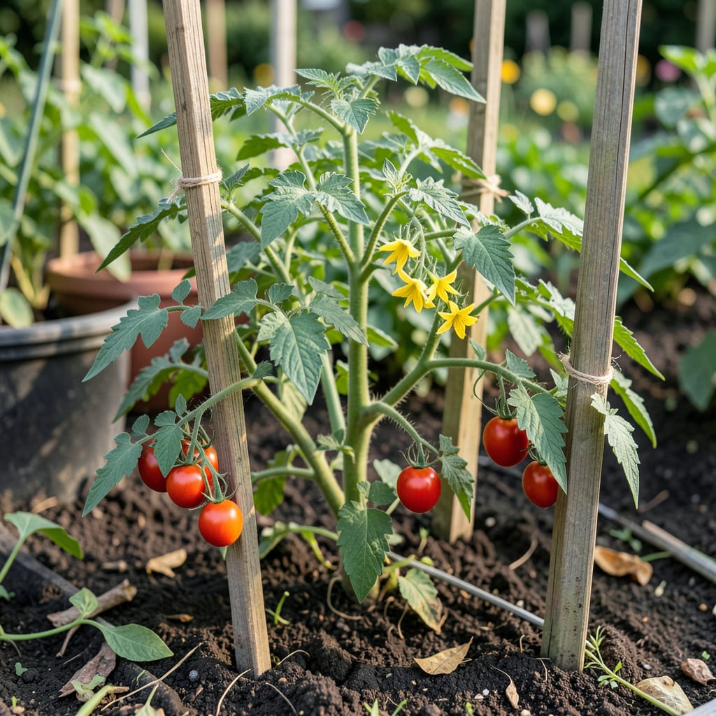 how tall cherry tomatoes grow example with annotations