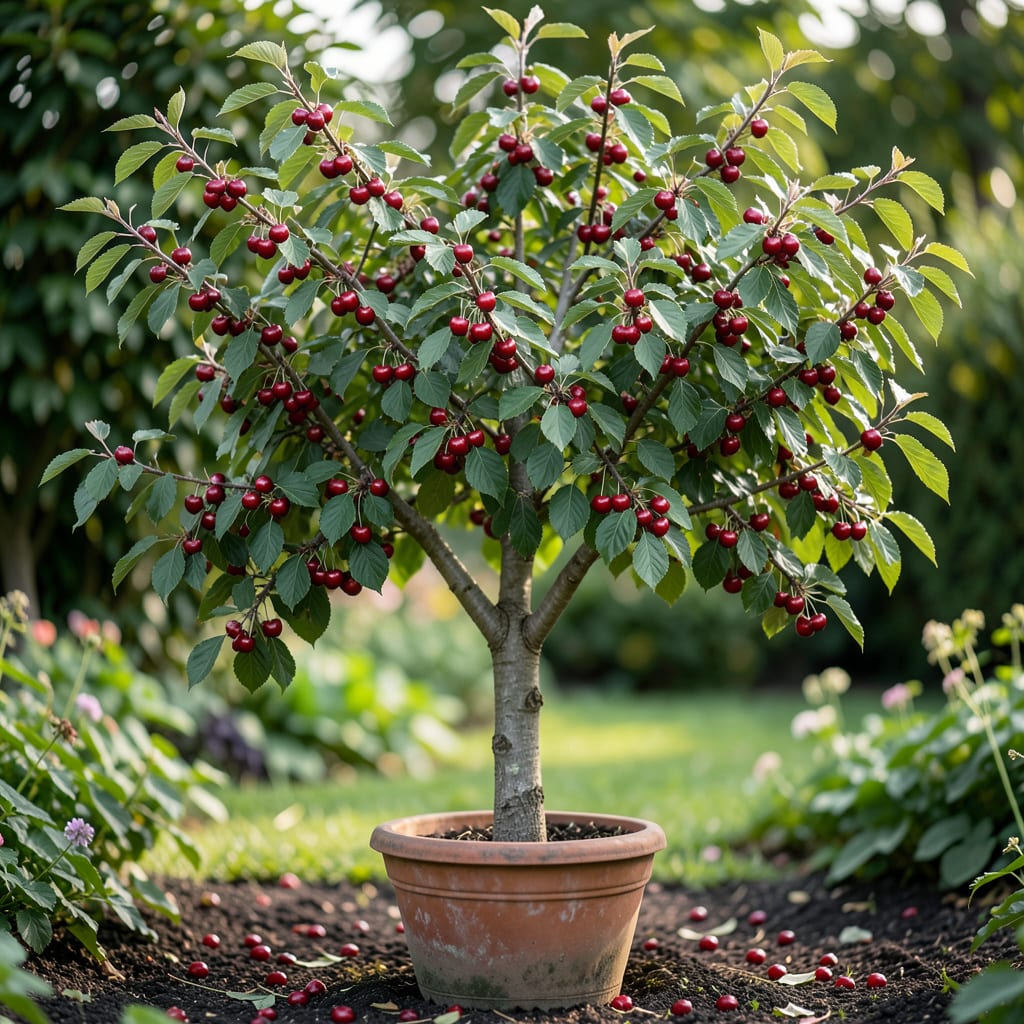 how tall do cherry fruit trees grow example with annotations