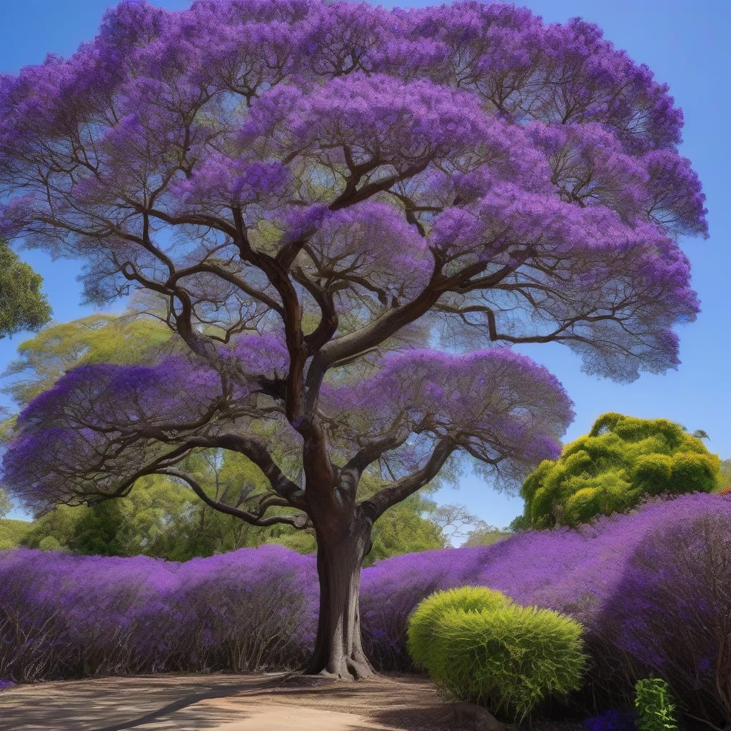 Visual representation of how tall does a jacaranda tree grow