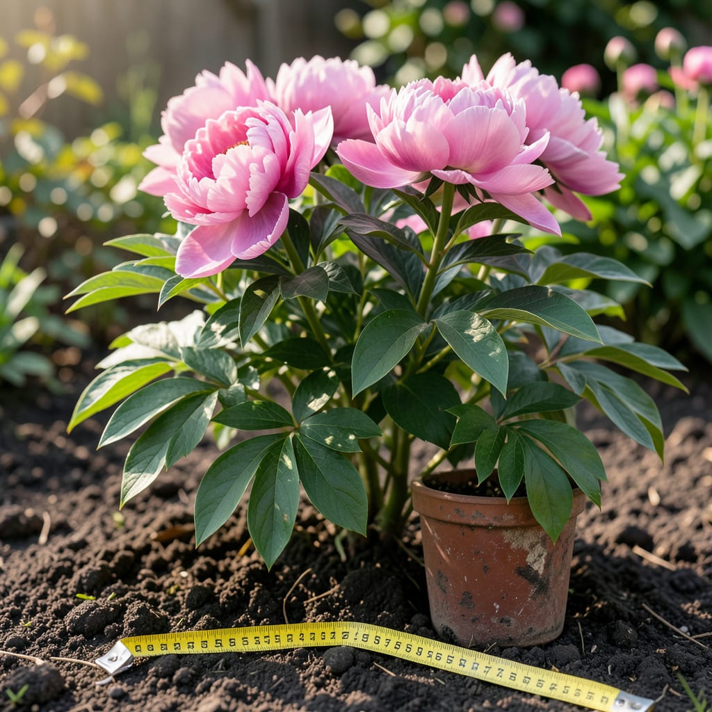how tall does a peony grow example with annotations