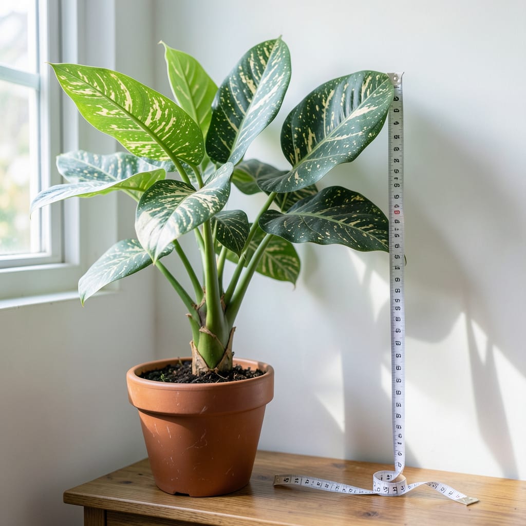 How Tall Does Dieffenbachia Grow: Maximum Height Guide example with annotations