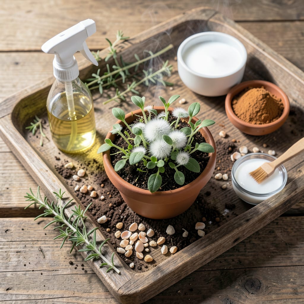 how to get rid of white fuzzy mold on seedlings illustration with key details