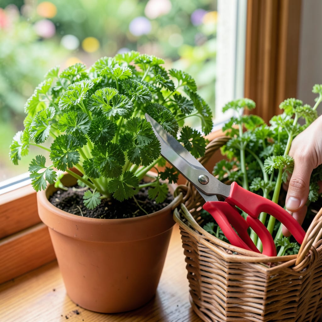 How to Harvest Curly Parsley: Pick Leaves Without Harming the Plant illustration with key details
