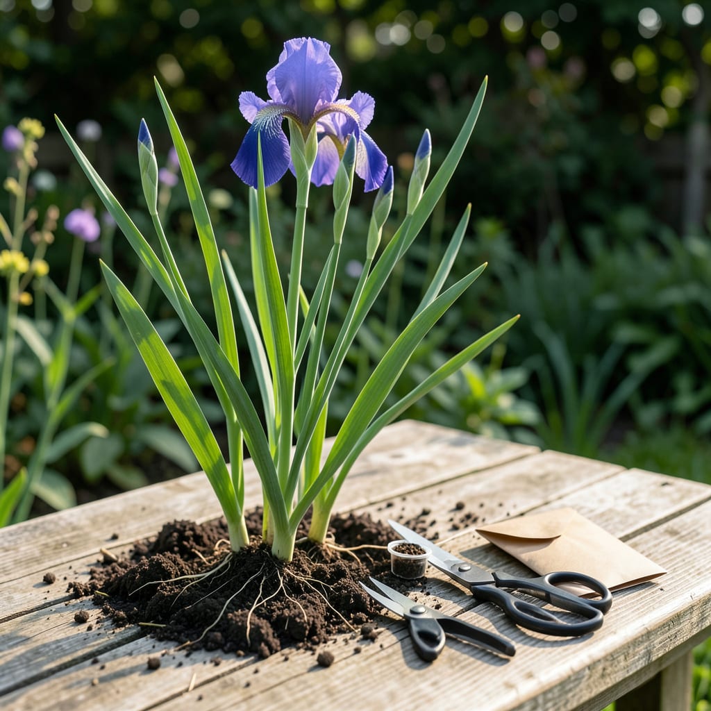 how to harvest iris seeds example with annotations