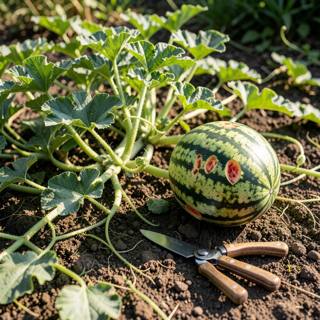 How to Know If Watermelon Is Ready to Pick: Field Tested Ripeness Indicators example with annotations