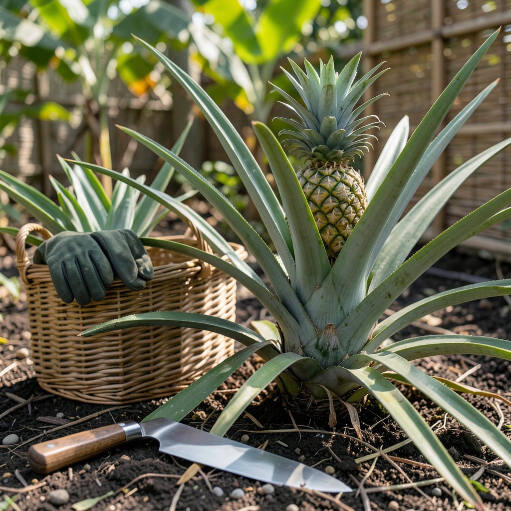 How to Know When a Pineapple Is Ready to Pick: The Leaf Pull Test for Sweetest Fruit example with annotations
