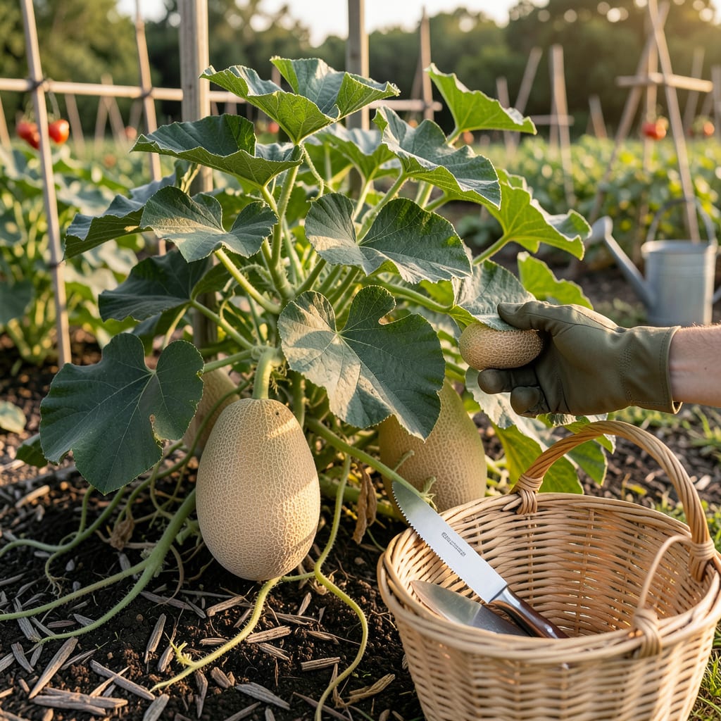 How to Know When Cantaloupe Is Ready to Pick: 5 Ripeness Signs to Check example with annotations