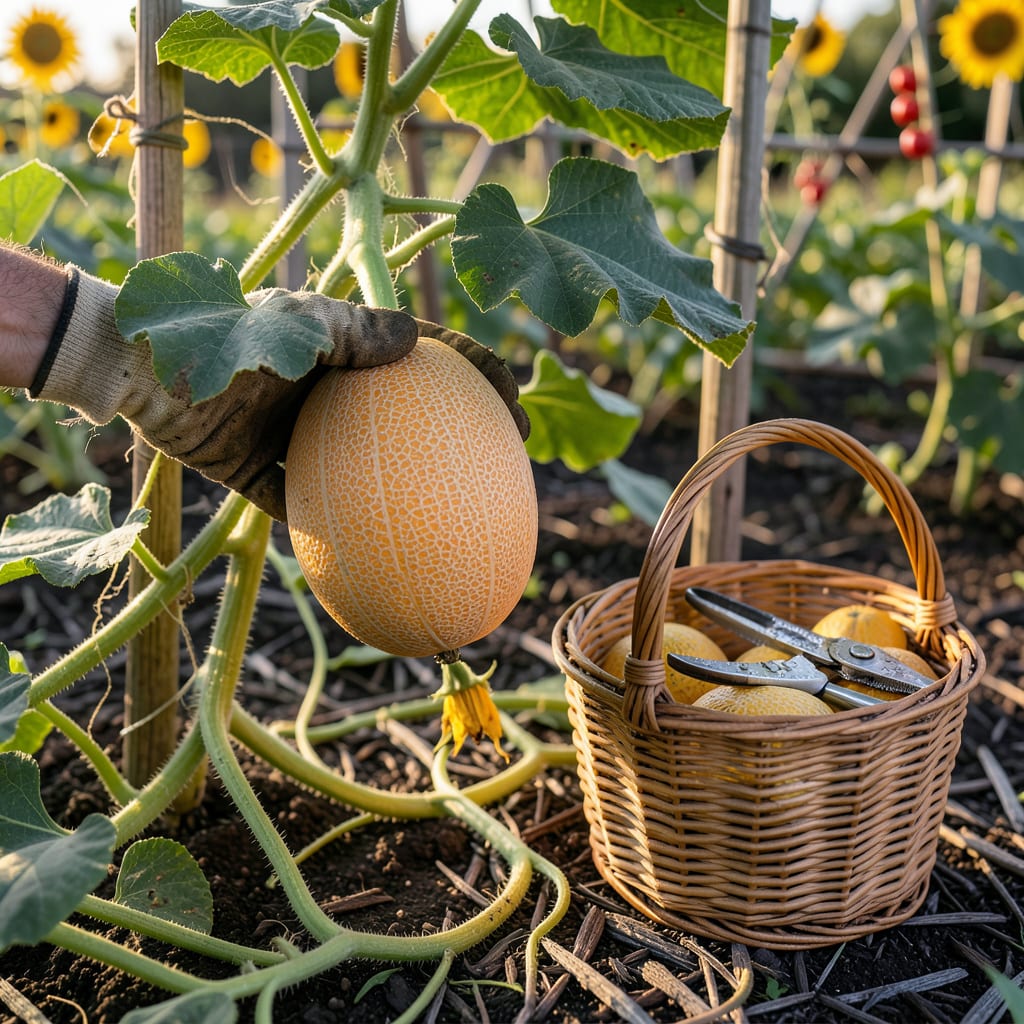 How to Know When to Pick a Cantaloupe: The Stem Slip Test for Sweetness example with annotations