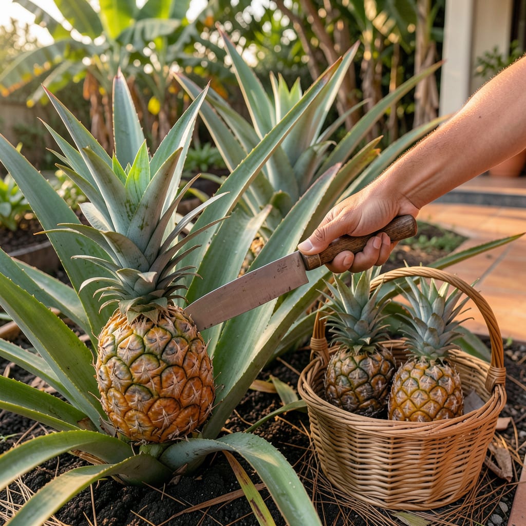 How to Know When to Pick a Pineapple: The Leaf Pull and Scent Test for Sweetness example with annotations