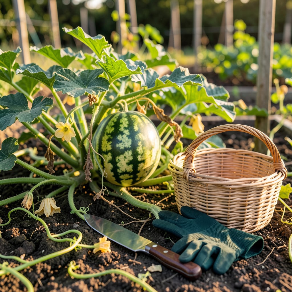 how to know when to pick a watermelon illustration with key details
