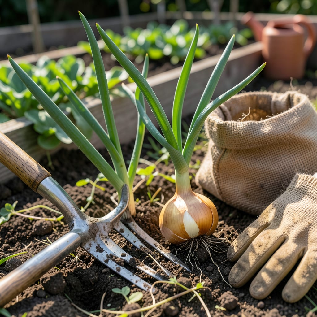 Visual representation of How to Know When to Pick Onions: Perfect Harvest Timing Guide