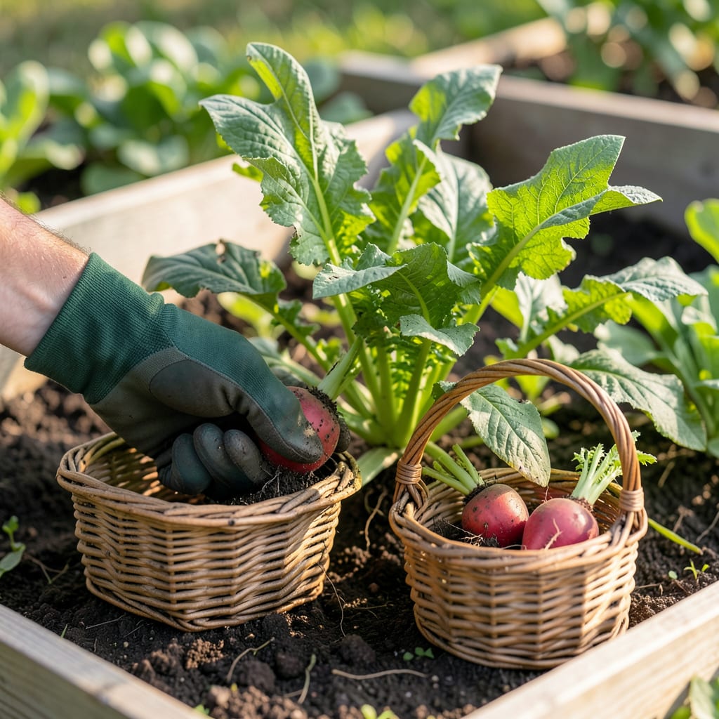 Visual representation of How to Know When to Pick Radishes: The Shoulder Peek and Days to Maturity Trick