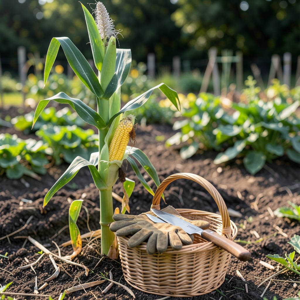 Visual representation of how to know when to pick sweet corn