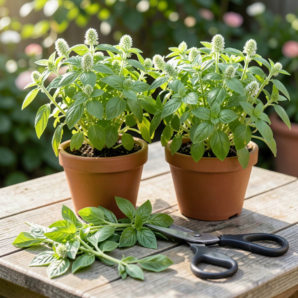 How to Pick Sweet Basil: Harvest Without Killing the Plant example with annotations