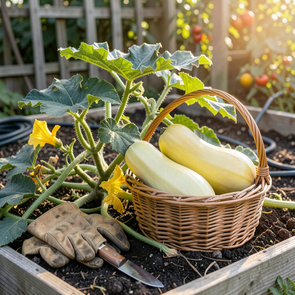 Visual representation of how to tell when spaghetti squash is ready to pick
