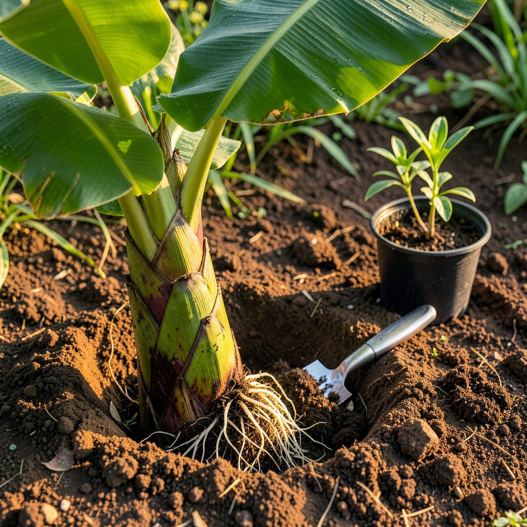 How to Transplant Banana Plants: Step by Step for Thriving Growth example with annotations