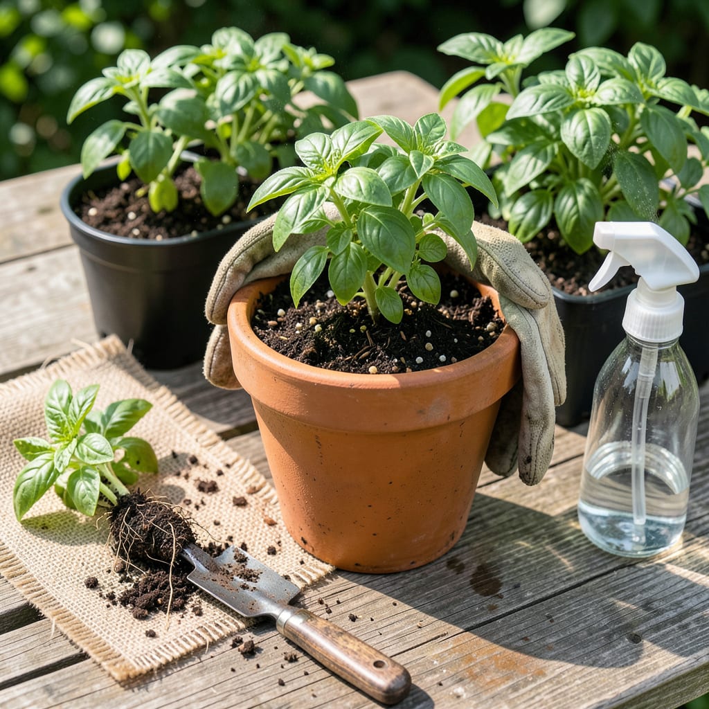 How to Transplant Basil: Foolproof Steps for Thriving Plants example with annotations