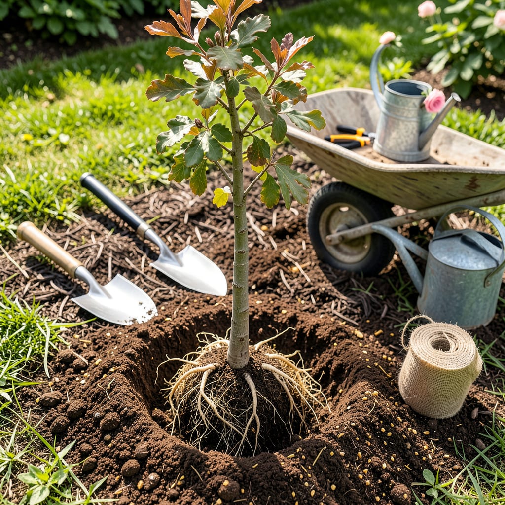 how to transplant oak trees example with annotations